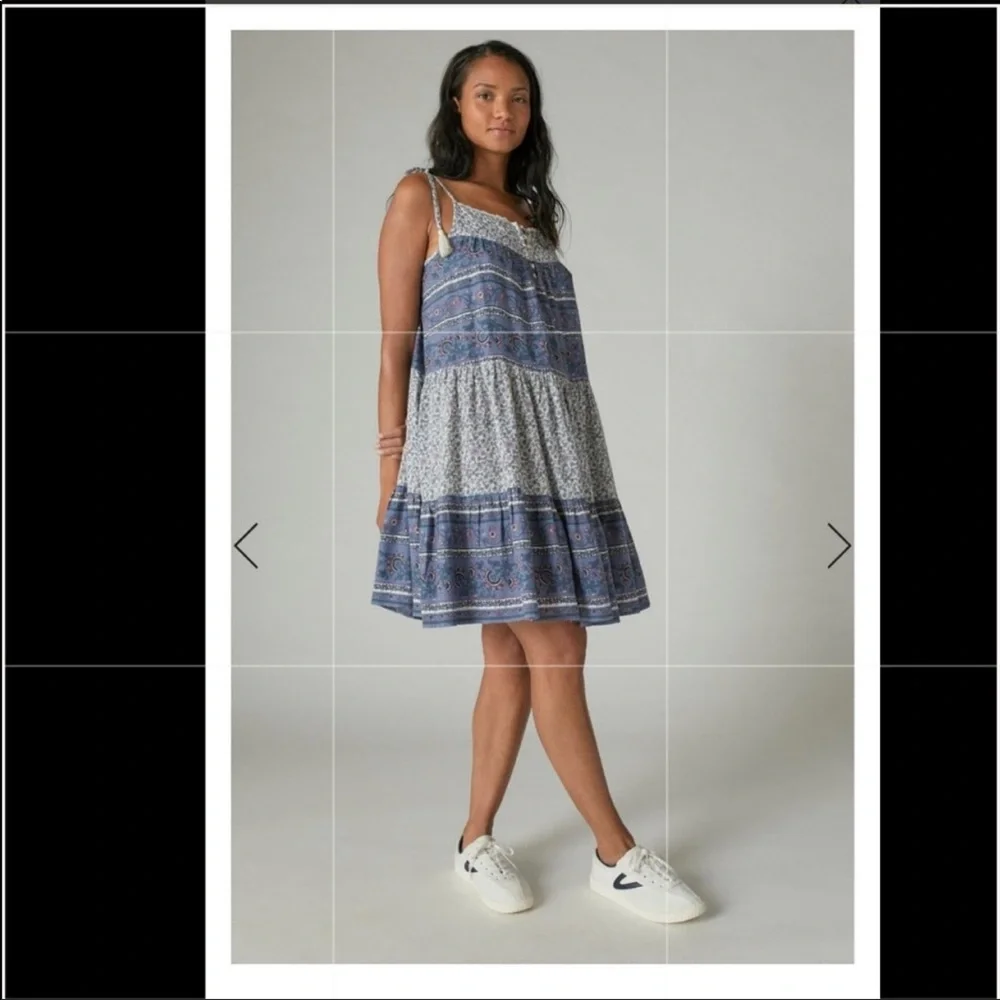 Lucky brand Mixed print tie sleeve tiered dress - Picture 2 of 13